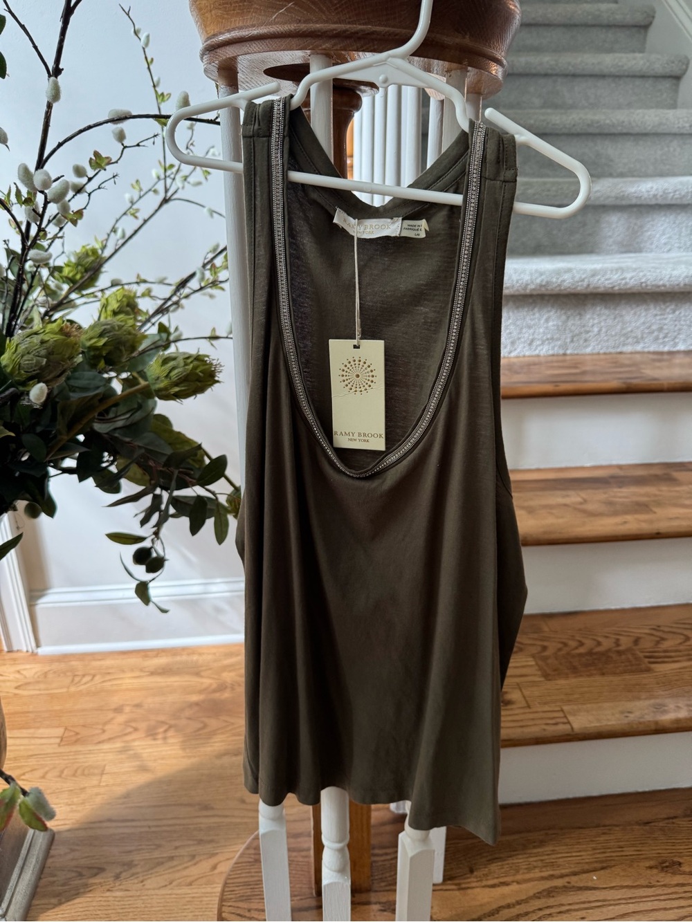 Ramy Brook Lara. Olive Green Sleeveless Tank Top